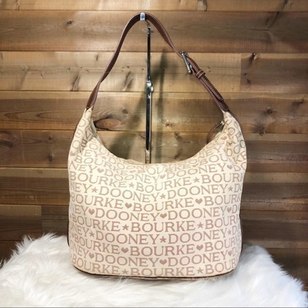 Dooney & Bourke Signature Cream Canvas Hobo Bag